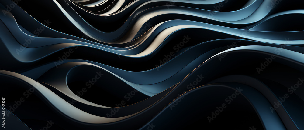 Obraz premium Ethereal Blue Waves on Black.