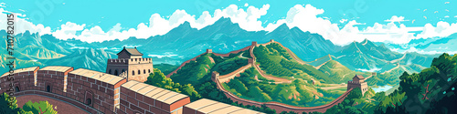 China's Charm - Ultradetailed Great Wall Illustration for Creative Projects