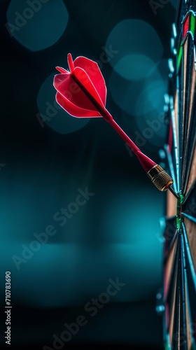 Accurate Bullseye, A Dart Hits the Center of a Target With Precision and Efficiency