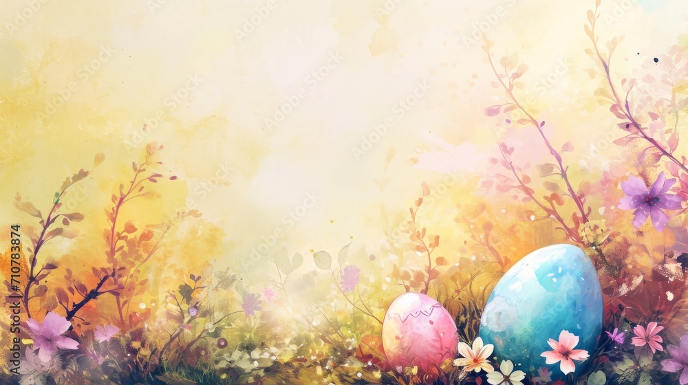 Acrylic Easter eggs with flowers. Happy Easter concept. Acrylic Easter eggs with flowers. Happy Easter concept.