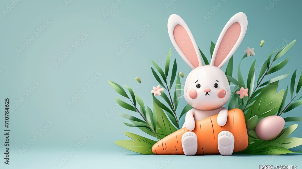 Obraz premium Happy easter banner background. Easter bunny