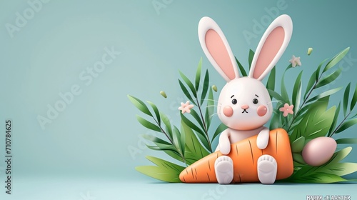 Happy easter banner background. Easter bunny