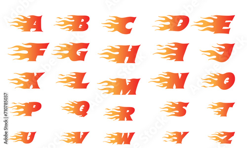 A to Z Fire logo Icon Alfabate letter fire logo design in a beautiful red and yellow gradient. Flame icon lettering concept vector illustration. photo