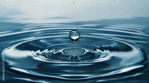 Water Drop Falling Into a Body of Water, Moment of Impact and Ripples