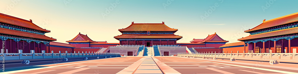 Fototapeta premium Imperial Majesty - Ultradetailed Forbidden City Illustration for Creative Projects
