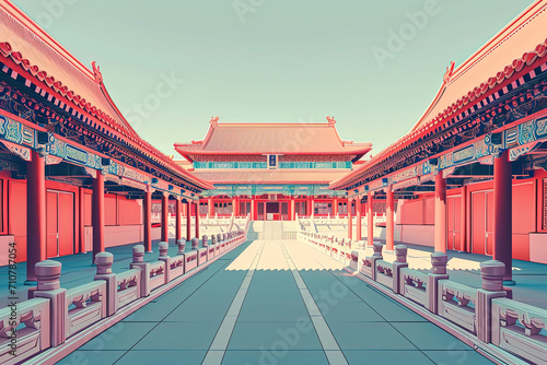 Imperial Majesty - Ultradetailed Forbidden City Illustration for Creative Projects photo