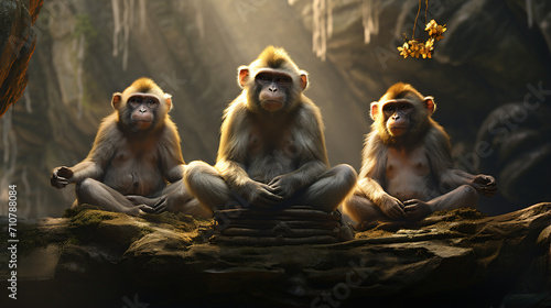 Varis monkeys doing yoga in monk clothing © Robert