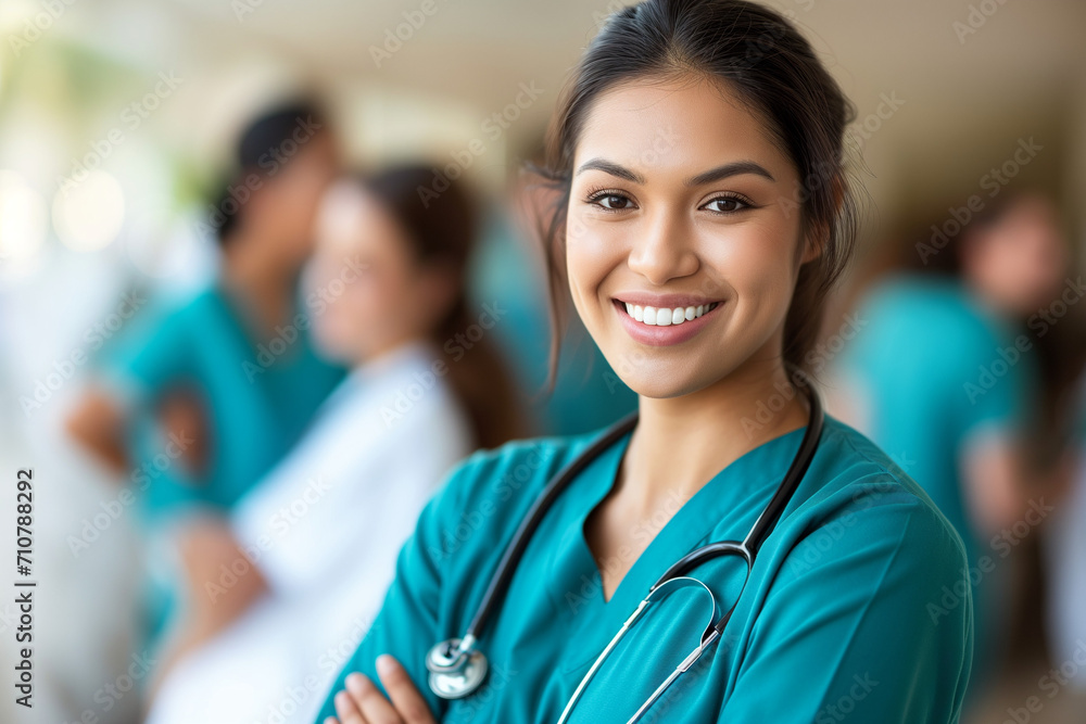 Friendly nurse in a hospital - Generative AI Friendly nurse in a hospital - Generative AI