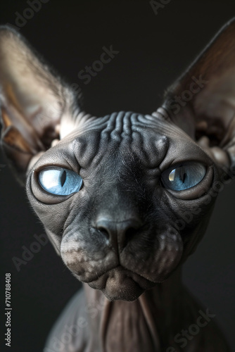 Close up of a sphynx cat with blue eyes - Generative AI