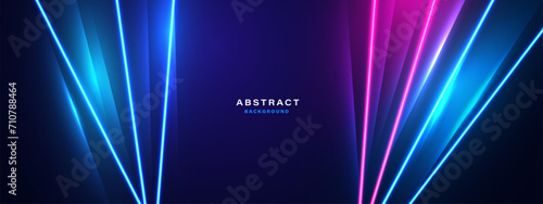 Blue technology background with motion neon light effect.Vector illustration
