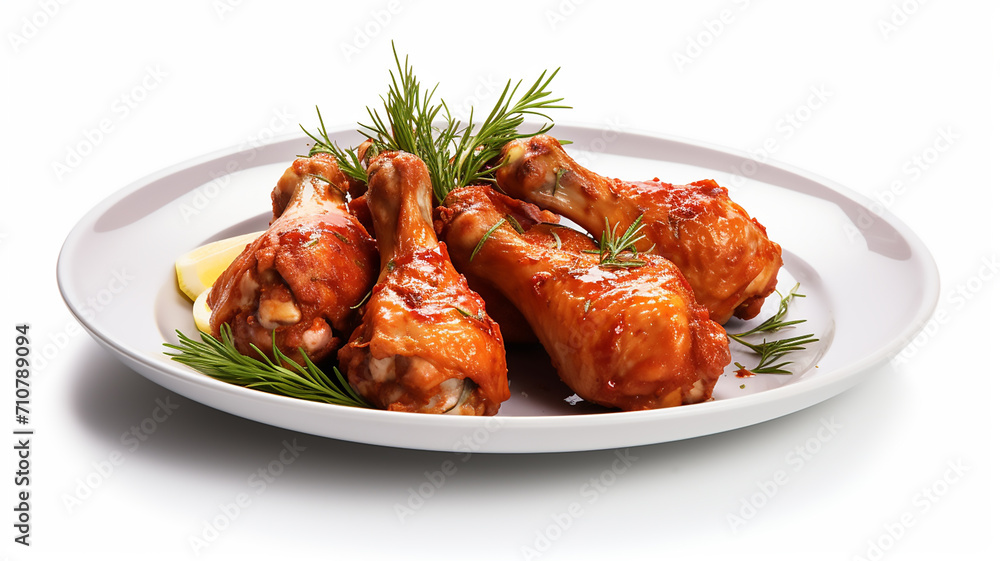 Roasted chicken legs in plate Roasted chicken legs in plate