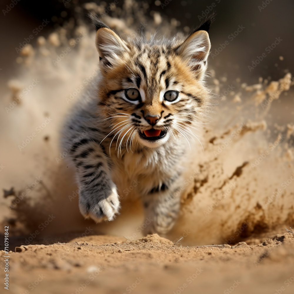 Bobcat Kitten on the Move
