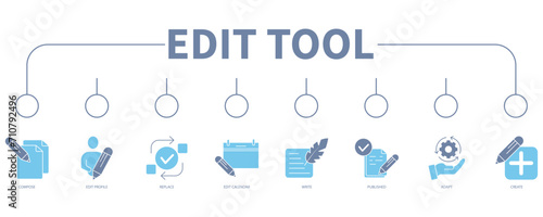 Edit tool banner web icon vector illustration concept