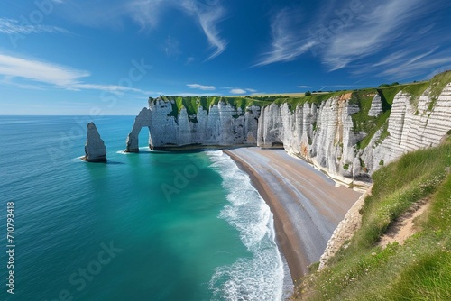 Panorama in Entreat/France alabaster coast Normandy, Sea, Landscape, Beach / Frank Reich, Meer, Küster, Normandie, Lands haft, Strand,