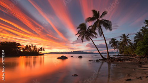 Aerial view sunset sky, Nature beautiful Light Sunset or sunrise over sea, Colorful dramatic majestic scenery Sky with Amazing clouds and waves in sunset sky purple light cloud background