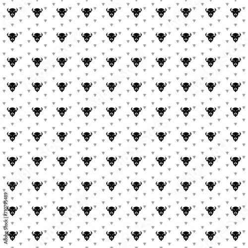 Square seamless background pattern from geometric shapes are different sizes and opacity. The pattern is evenly filled with big black buffalo logos. Vector illustration on white background