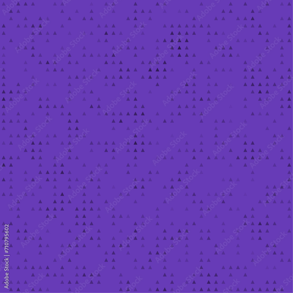 Abstract seamless geometric pattern. Mosaic background of black triangles. Evenly spaced small shapes of different color. Vector illustration on deep purple background