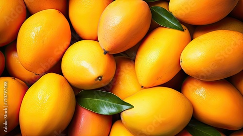 Fresh organic Indian mangoes overhead photo, Tropical Indiai Bangladesh subcontinent summer fruit photo