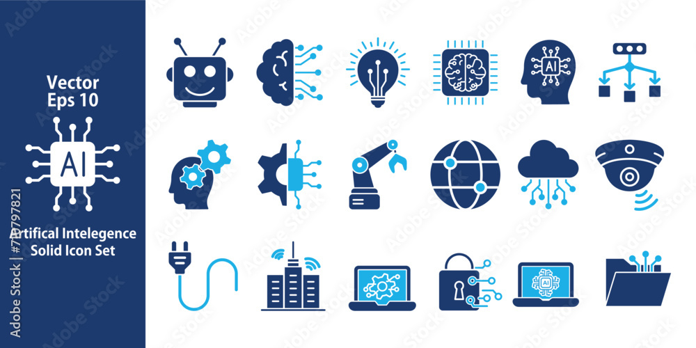 Artificial intelligence icon set. data science, AI, generative AI ...
