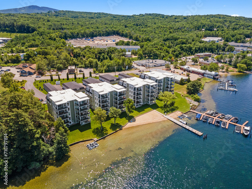 Vászonkép Picturesque lakefront condominium development situated in the center of a tranqu