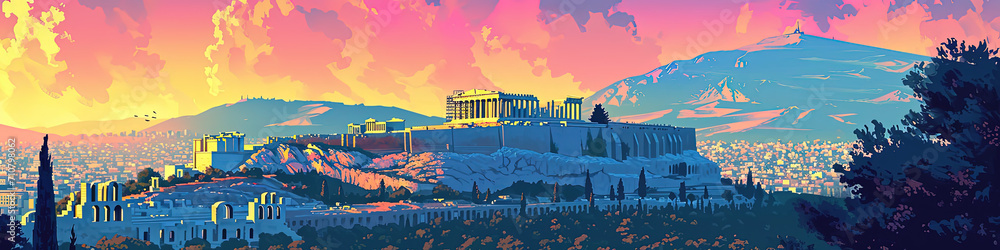 Obraz premium Acropolis Aura - Ultradetailed Illustration of Greek Marvel