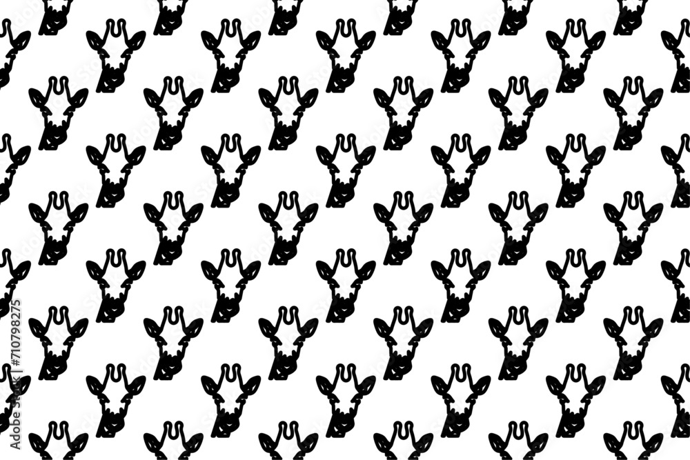 Seamless pattern completely filled with outlines of giraffe head symbols. Elements are evenly spaced. Vector illustration on white background Seamless pattern completely filled with outlines of giraffe head symbols. Elements are evenly spaced. Vector illustration on white background
