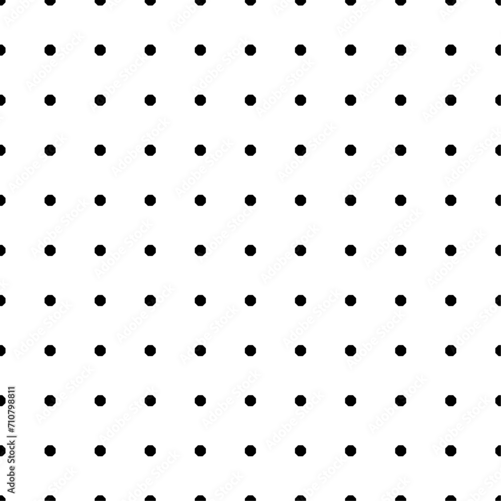 Square seamless background pattern from geometric shapes. The pattern is evenly filled with small black octagon symbols. Vector illustration on white background Square seamless background pattern from geometric shapes. The pattern is evenly filled with small black octagon symbols. Vector illustration on white background