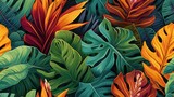  a close up of a bunch of leaves on a surface of green, orange, and red colors on a black background.