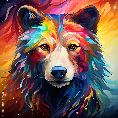 colorful watercolored animal head with dark or bright background