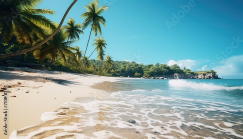 Beautiful Tropical beach with sea waves © Graphi Fusion