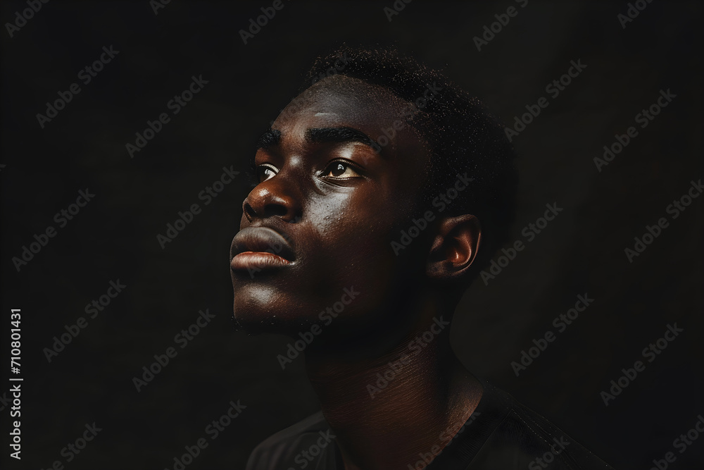 Portrait of an African American in honor of Black History Month, with a black background. Portrait of an African American in honor of Black History Month, with a black background.