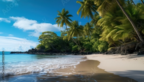 Trees on the Tropical beach, Island with full of nature