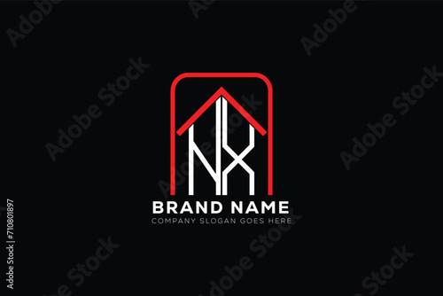 NX letter creative real estate vector logo design . N X creative initials letter logo concept. NX house sheap logo photo