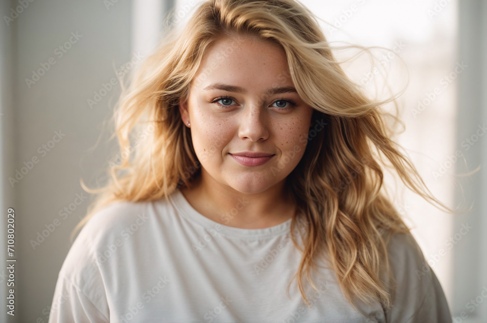 AI generated illustration of a portrait of gorgeous young plus-size woman AI generated illustration of a portrait of gorgeous young plus-size woman