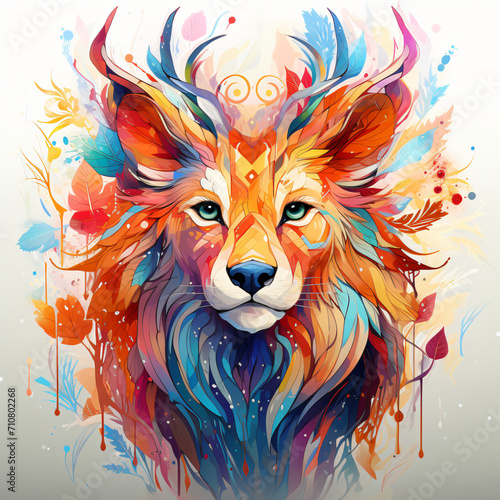 colorful watercolored animal head with dark or bright background © Robert