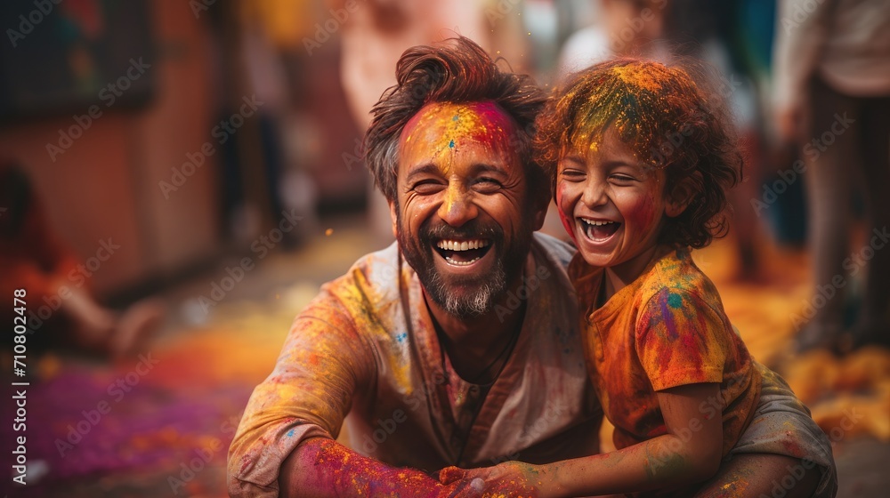 Group of People Covered in Colored Paint, Holi
