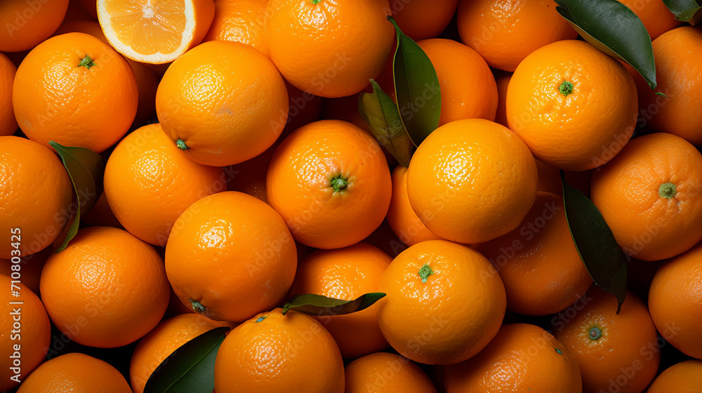 Fresh mandarin oranges fruit or tangerines with leaves, as background Fresh mandarin oranges fruit or tangerines with leaves, as background
