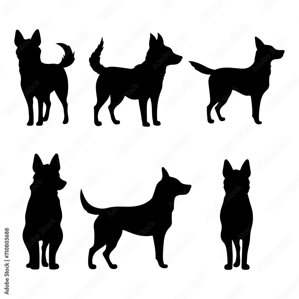 Lucy dog silhouette set. Cute icon of dogs. Dog vector illustration and logo style.
