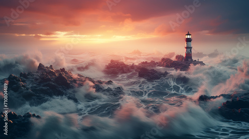 Island Lighthouse at sunrise #710804489
