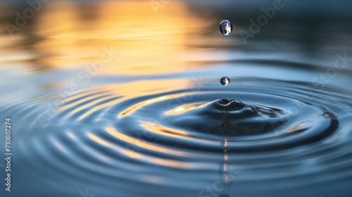 Water Droplet Falling Into a Body of Water - A Moment of Impact and Reflection