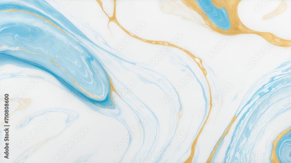 Fototapeta premium White and blue color with golden lines liquid fluid marbled texture background