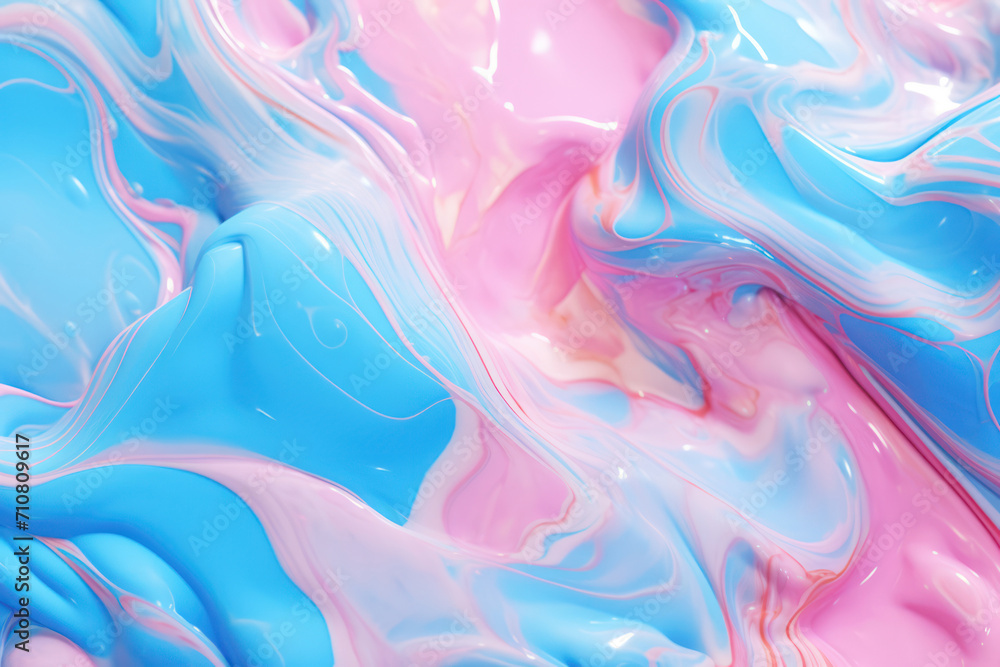 Pink and blue acrylic color liquid ink swirl abstract background with ravishing turbulence wavy pattern and detailed texture. Colorful and realistic dynamic texture - obrazy, fototapety, plakaty 