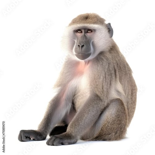 Japanese macaque. Isolated over white background with shade