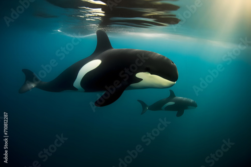 Killer Whale  orcinus orca. Neural network AI generated art