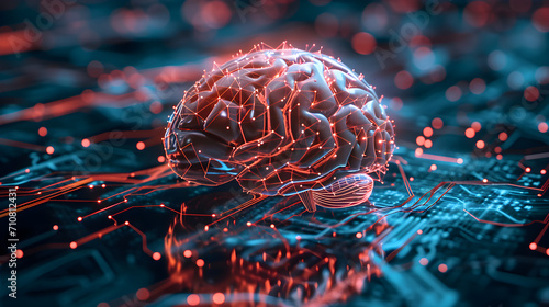 close up of a brain, cells of brain, digital brain, graphic brain