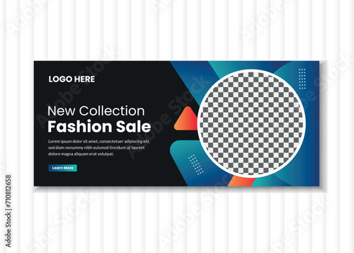 Modern Creative Vector Fashion Sale Facebook Cover or Social Media Banner Design Template
