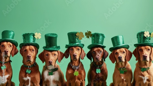 Dogs in leprechaun costume. St. Patrick's day photo
