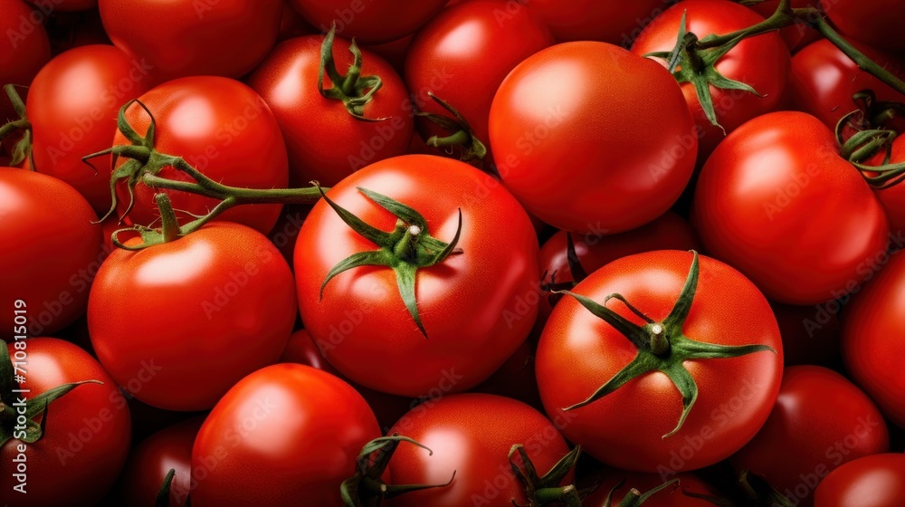  a pile of red tomatoes sitting on top of a pile of other red tomatoes on top of a pile of other red tomatoes.