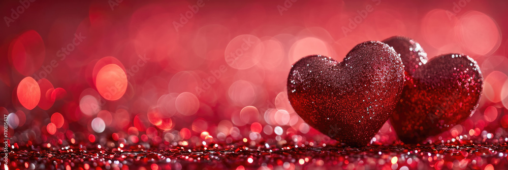 Two hearts on a red background. Two hearts on a red background.