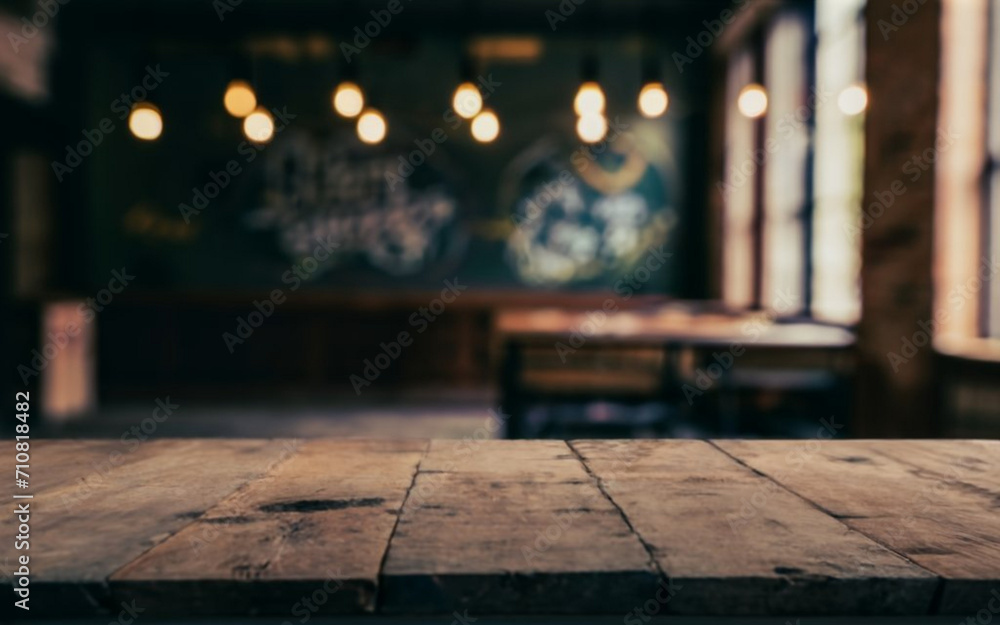 Minimalist Charm: Well-Lit Wooden Table in Blurred Surroundings Minimalist Charm: Well-Lit Wooden Table in Blurred Surroundings